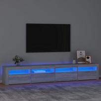 Televizoriaus spintelė su LED, pilka ąžuolo, 240x35x40cm