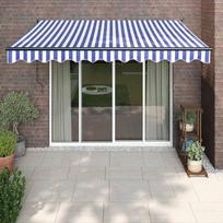 Automatinė ištraukiama markizė, mėlyna ir balta, 3,5x2,5m