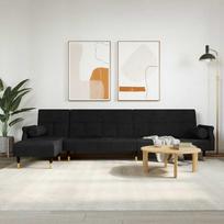 L formos sofa-lova, juodos spalvos, 271x140x70cm, aksomas