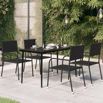 Sodo valgomojo stalas, juodas, 140x70x74cm, plienas ir stiklas