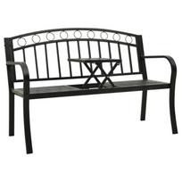 Sodo suoliukas su staliuku, juodos spalvos, 120cm, plienas