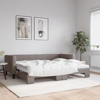 Lova su ištraukiama dalimi/čiužiniu, taupe, 80x200cm, audinys