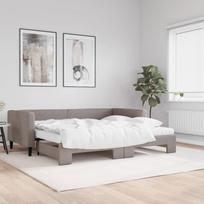 Lova su ištraukiama dalimi/čiužiniu, taupe, 90x200cm, audinys