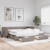 Lova su ištraukiama dalimi/stalčiais, taupe, 100x200cm, audinys
