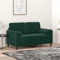 Dvivietė sofa su pagalvėlėmis, tamsiai žalia, 120cm, aksomas