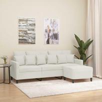 Trivietė sofa su pakoja, kreminės spalvos, 180cm, aksomas