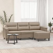 Trivietė sofa su pakoja, taupe, 180cm, mikropluošto audinys