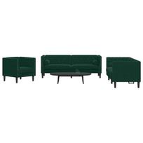 Chesterfield sofų komplektas su pagalvėlėmis, 3 dalių, žalia