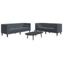 Chesterfield sofų komplektas su pagalvėlėmis, 2 dalių, pilka