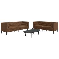 Chesterfield sofų komplektas su pagalvėlėmis, 2 dalių, rudas