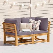 Dvivietė sodo sofa su pagalvėlėmis, akacijos medienos masyvas
