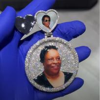 THE BLING KING Custom Picture Heart Locket Bail Personalized Big Medallion Memory Photo Pendant Necklace Paved CZ Hiphop Jewelry 16inch rope chain&Silver&Commonly&Commonly