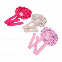 3pcs Satin Sleep Bonnet Double Layer Adjustable Elastic Band Wide Design Cherry Print Silk Bonnet