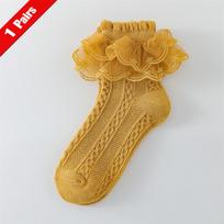 1/3Pairs Spring Autumn Kids Lace Tutu Socks For Girls Baby Cotton Princess Girls Socks Fashion Ruffled Teenagers Sock 1-15Years 1-3Years(S) geltona