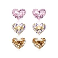 Barbie Three-color love super flash zircon earrings synthetic cubic zirconia earrings for women BIE060421 balta