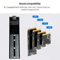 M.2 NGFF SATA Type C USB 3.1 SSD Case 10Gbps Transparent External SSD Case External SSD Adapter for 2230 2242 2260 2280 as show