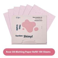 100 Sheets Oil-Absorbing Paper With Mirror Case &Puff Portable Oil-Holding Bamboo Charcoal Tea Paper For Oily Skin Makeup refill rožinė