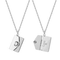 Chic Openable Envelope Necklace DIY Heart Pendant Sweater Chain Stainless Steel Charm Lovers Choker Necklace Couple