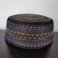 Ethnic Style Islam Flat Cap Breathable Thin Embroider Bonnet Beanie Comfortable Round Ramadan Hat Festival Celebration black