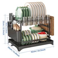 2 tier,dish drying rack,Cutlery rack with spout and draining tray,cutlery holder,cup holder,kitchen countertop storage rack 2-tier juoda
