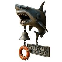 Shark Attack Wall Bell Funny Shark Shape DoorBells Shark Attack Wall Welcome Doorbell for Home Patio Garden Porch Yard mėlyna