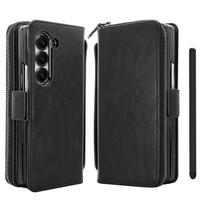 Faux Leather Flip RFID Wallet Phone Case for Samsung Z Fold 4/5/6/7 with Hand Grip, Credit Card Slots, Magnetic Clasp, A Stylus Case+Screen Protectors&For Samsung Z Fold 4 juoda