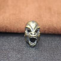 Apes Skull Head Brass Knife Beads Paracord Woven Lanyard Pendant Swastika Buddhist Symbol DIY Bracelet Beaded Accessories Charms mėlyna