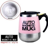 Automatinis savaime besimaišantis magnetinis puodelis Creative nerūdijančio plieno kavos pieno maišymo puodelis Blender Lazy Smart Mixer terminis puodelis Self-mixing cup rožinė