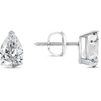 Jewels Prim 2.25 Ct Pear Teardrop Created Diamond Earrings Real 14K White Gold Basket Screw 15MM