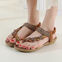 Women's Flat Bottom Flip Flop Bohemian Beaded Dress Shoes Open Toe Slippers 35 ruda
