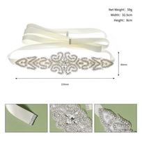 Luxurious Bridal Rhinestone Waistband - European & American Wedding Dress Belt white