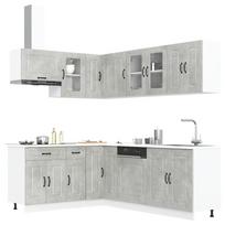 Virtuvinių spintelių komplektas, 11 dalių, Kalmar, betono pilka