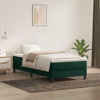 Box Spring Lova be čiužinio Tamsiai žalia 200x220 cm aksomas