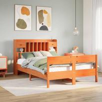 Lova su knygų spinta be čiužinio, ruda, 160x200cm, pušis