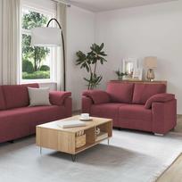 Sofa 3 pcs Vėjo raudona 219 x 80 x 82 cm Lino mišinio audinys