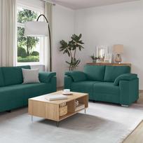 Sofa 2 pcs Tamsiai žalia 219 x 80 x 82 cm audinys