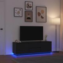 Televizoriaus spintelė su LED apšvietimu, juoda, 160,5x41x50 cm