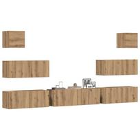 7 dalių sieninis televizoriaus spintelės komplektas Artisan Oak