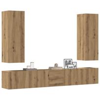 5 dalių sieninis televizoriaus spintelės komplektas Artisan Oak