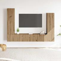 4 dalių sieninis televizoriaus spintelės komplektas Artisan Oak