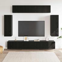 TV spintelių komplektas 6 pcs Juodas ąžuolas 100 x 30 x 30 cm