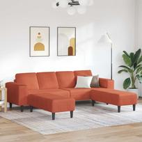 Sofa Raudona oranžinė 250 x 188 x 76 cm Kordūrinis audinys