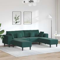 Sofa 3 pcs Tamsiai žalia 250 x 188 x 76 cm Aksomas