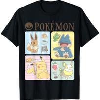 Pokémon - Pikachu Eevee Munchlax Yamper Cafe Group T-Shirt S juoda