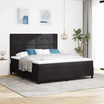 LED Čiužinio Lova su čiužiniu Juodas 180 x 200 cm Aksomas