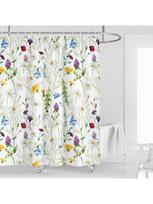 Spalvinga gėlių dušo užuolaida Akvareliniai lapai Vintažinis Boho Augalai Žolelės Pavasaris Botaninis Žydintis Daugiaspalvis Vandeniui atsparus 90x180CM