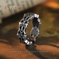 Yintai Fei Fashion Retro Thai Silver Open Ring for Boys and Girls - Trendy, Versatile, Personalized Antique Style. Open and Adjustable