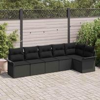 Sodo Sofų Rinkinys su pagalve 6 pcs Juoda Poli ratanas