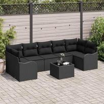 Sodo Sofų Rinkinys 8 pcs Juoda Poli Ratanas, Plienas ir Stiklas