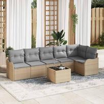 Sodo Sofų Rinkinys su pagalve 7 pcs Juoda Poli ratanas